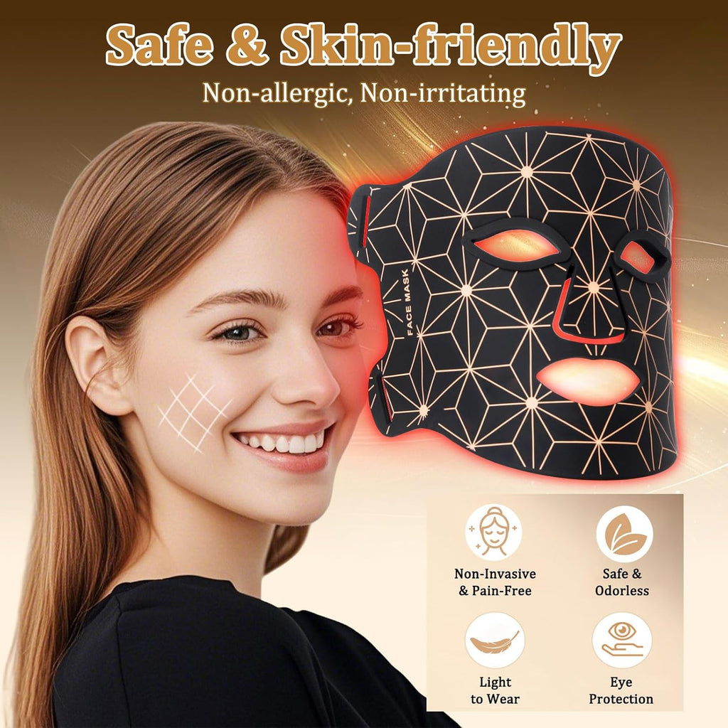 Red Light Therapy for Face, 8 Color LED Face Mask Light Therapy with 850nm Infrared, 3000mAh Rechargeable Portable Red Light Therapy Mask, Facial Skin Care Device for Rejuvenation, Home & Travel