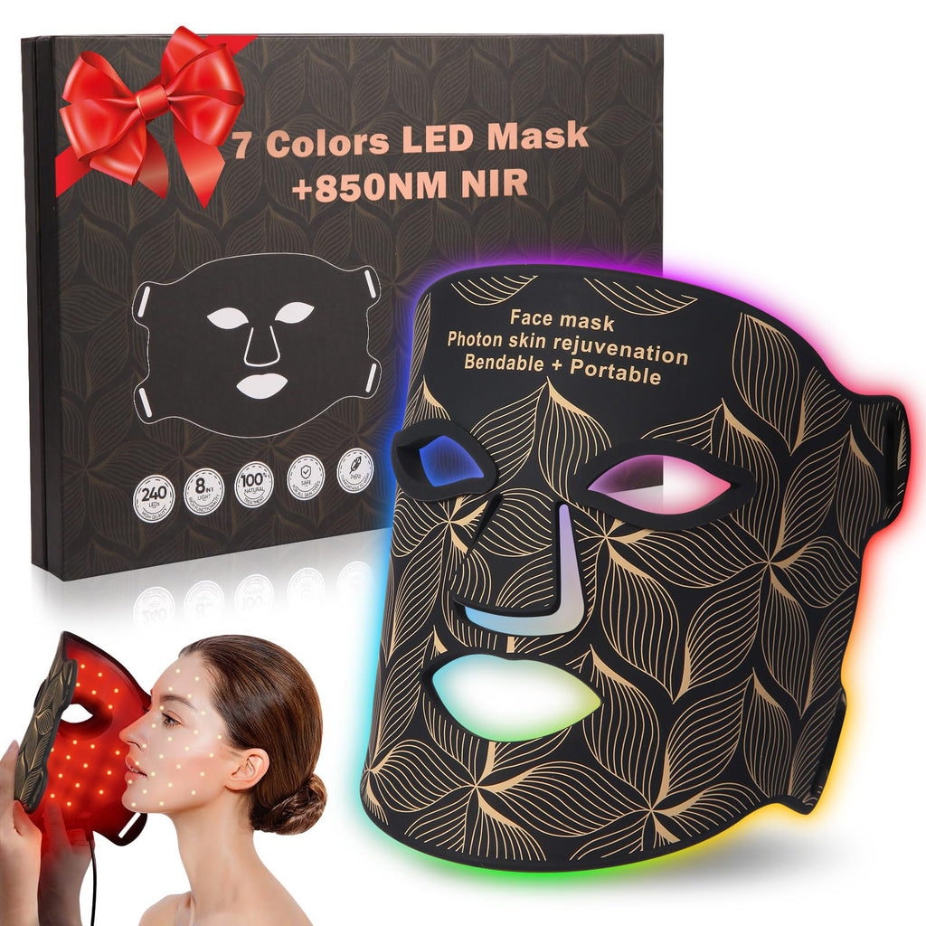 Red Light Therapy for Face, 8 Colors LED Face Mask Light Therapy with 850NM Near-infrared, 3000 mAh Rechargeable Red Light Therapy Mask Skin Care Device at Home and Travel for Anti-Aging